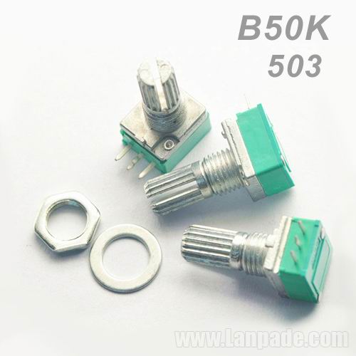 B50K B503 503 50K Ohm Single Unit Rotry Potentiometer Metal Shaft RV09 RK09 9.5mm Potenciometro for Volume Audio 3-PIN