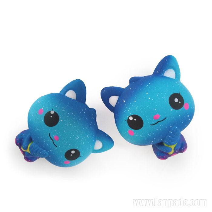 Galaxy Cat Squishy Blue Kitty Squishies Kawaii Slow Rising Phone Strap C DHL Free Shipping