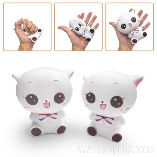 Cat With Tie Squishy Slow Rising White Kawaii Squishies Toy Cartoon Animal DHL Free Shipping