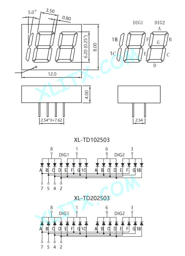 0.36 Inch 3 Digit 7 Segment LED Display - Common Cathode - White & Green - For MobiFlight Projects